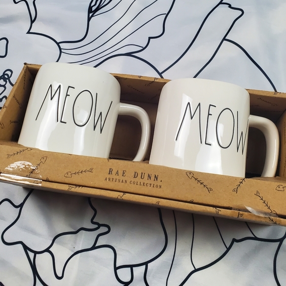 Rae Dunn Other - NWT RAE DUNN Meow Cat Coffee Mug Set Pair Cups